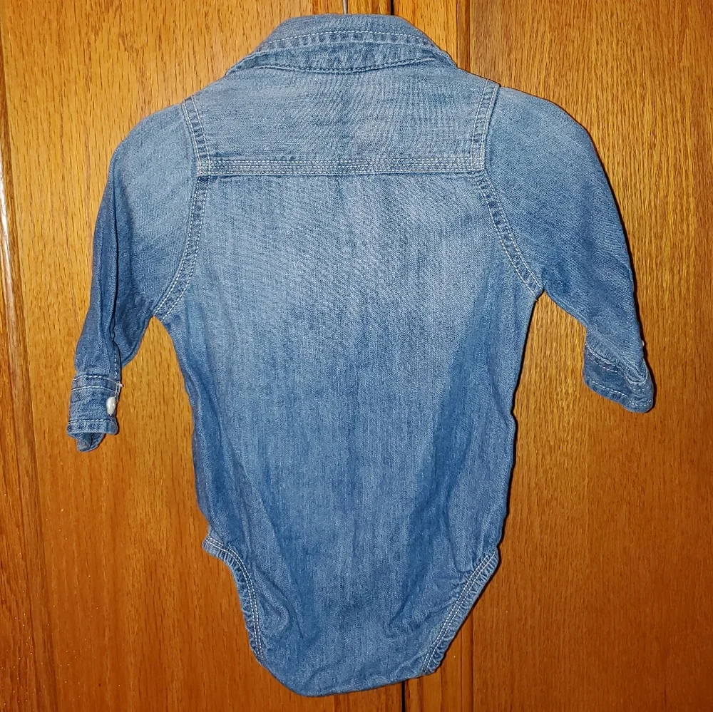 5 for $25 | OshKosh B'gosh Denim Chambray Button Up Long Sleeve Bodysuit